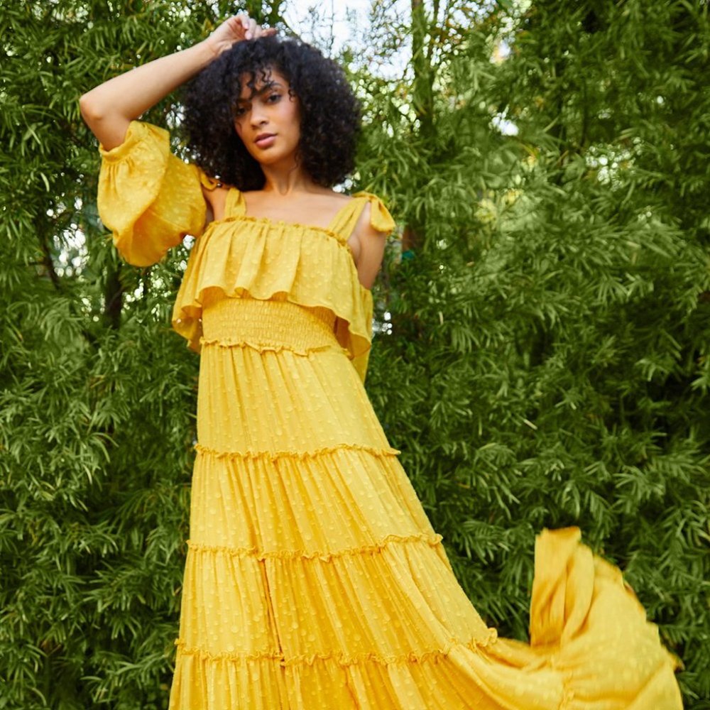 Misa Los Angeles New Carmella Dress Yellow Size